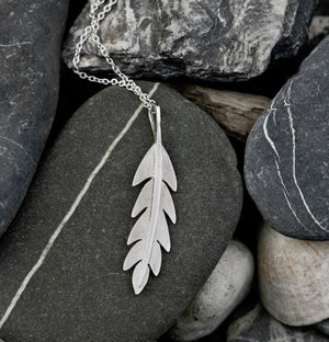 California poppy large leaf necklace - Sterling silver leaf jewellery handmade in the UK