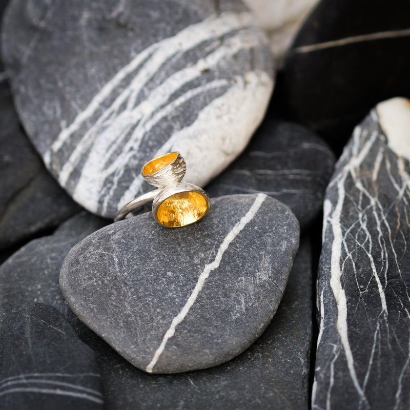 Acorn double ring- Botanical handmade jewellery