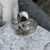 Oak Leaf and Bud Ring Handmade Jewellery, oak leaf jewellery, nature jewellery, hallmarked Sterling silver made in Cornwall by Sally Wilcox, a Hatton Garden Jeweller with over 20 years experience