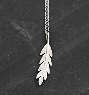 California poppy large leaf necklace - Sterling silver leaf jewellery handmade in the UK