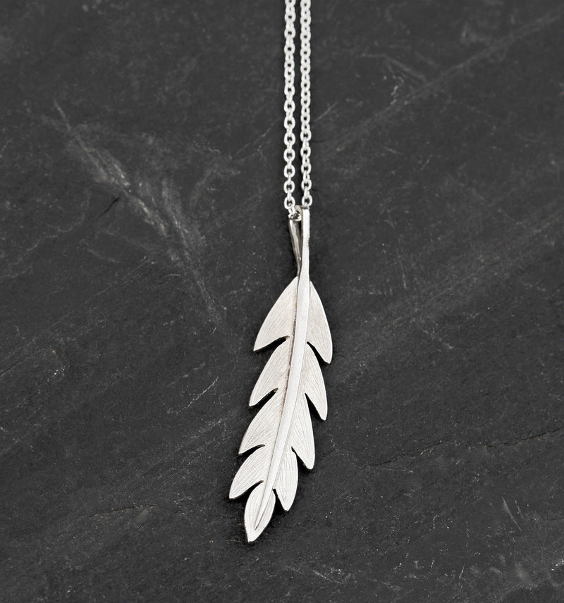 California poppy large leaf necklace - Sterling silver leaf jewellery handmade in the UK