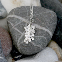 Oak Leaf Necklace. Handmade Jewellery oak leaf jewellery, nature jewellery, hallmarked Sterling silver made in Cornwall by Sally Wilcox, a Hatton Garden Jeweller with over 20 years experience