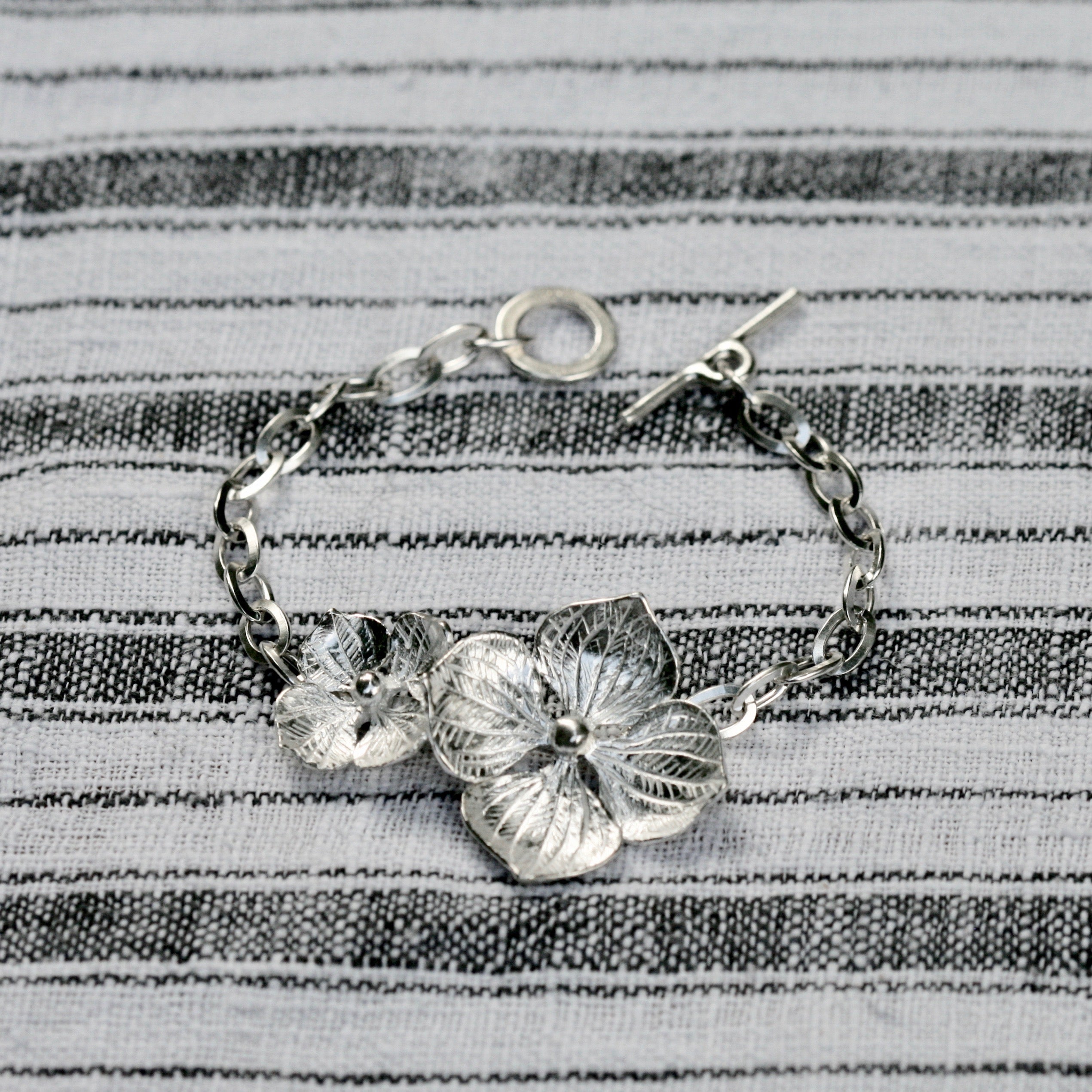 Hydrangea Flower Bracelet - Silver Floral Jewellery | Sally Wilcox