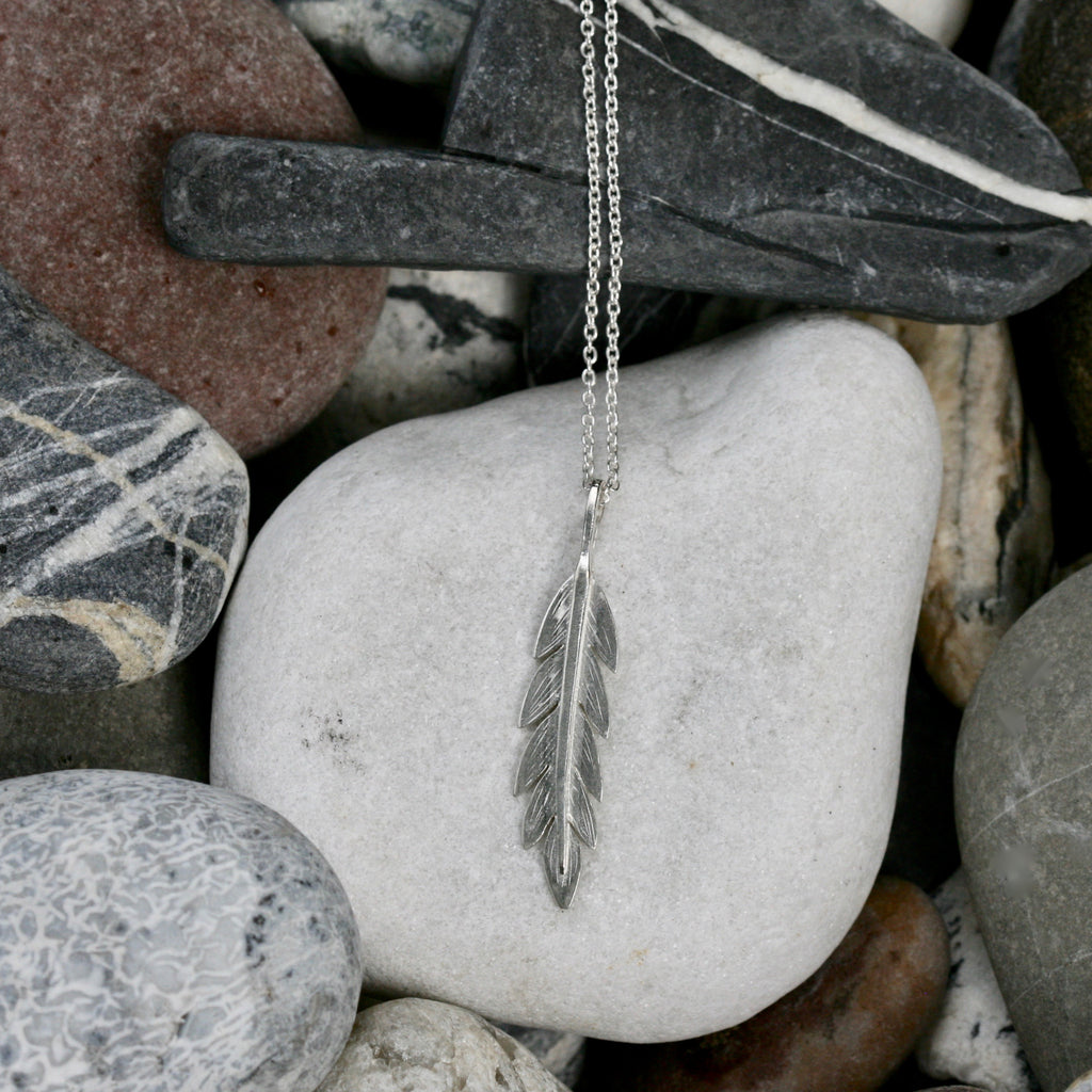 California poppy leaf necklace - Sterling silver leaf jewellery handmade in the UK